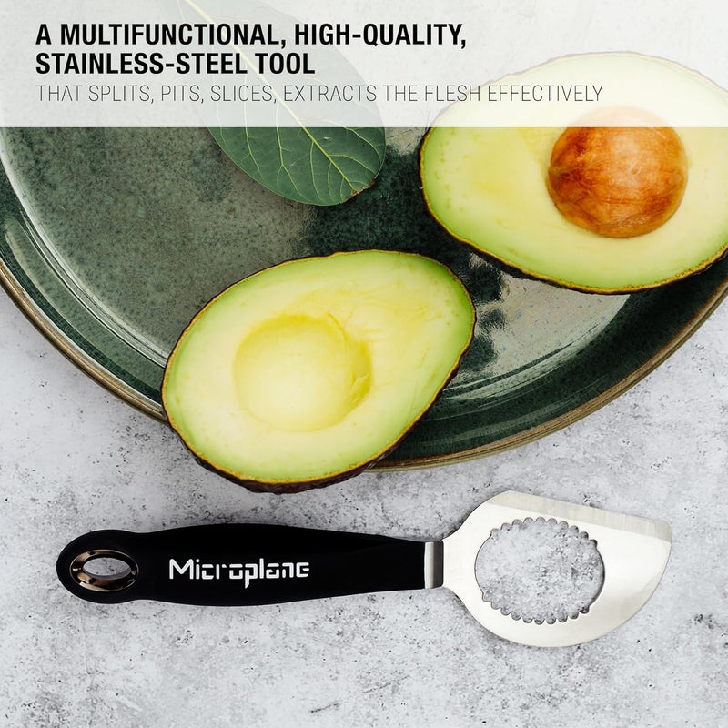 Microplane Avocado Tool | 3-in-1 Stainless Steel Avocado Slicer Tool, Pit Remover & Peeler with Soft Grip Handle | Avocado Cutter for Easy Prep | Dishwasher Safe - Image 3